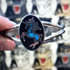 Wiskey and Bone, UNICORN TURQUOISE INLAY CUFF//VINTAGE